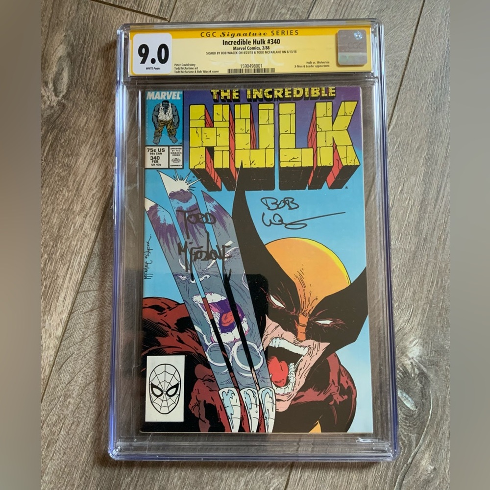 Marvel Comic The Incredible Hulk #340,CGC 9.0,signed Todd McFarlane & Bob Wiacek